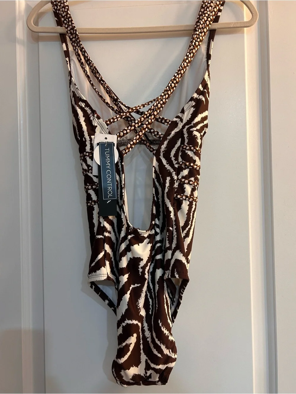 La Blanca Brown and Cream Zebra-Print One-Piece Bathing suit